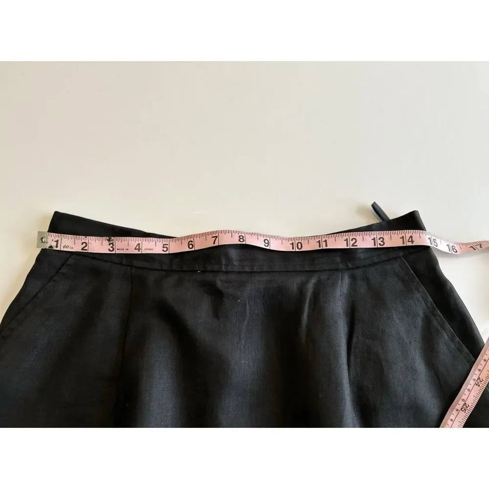 Talbots A-Line 100% LINEN Skirt Size 12 Black Lined Office Minimalist Career - Picture 8 of 9